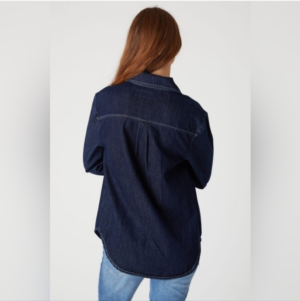 Blank NYC Shot Caller NWT Pearl Snap Dark Wash LS Denim Shirt Womens Size S - Picture 15 of 15